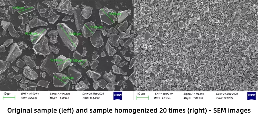 Original sample and sample homogenized 20 times -SEM images